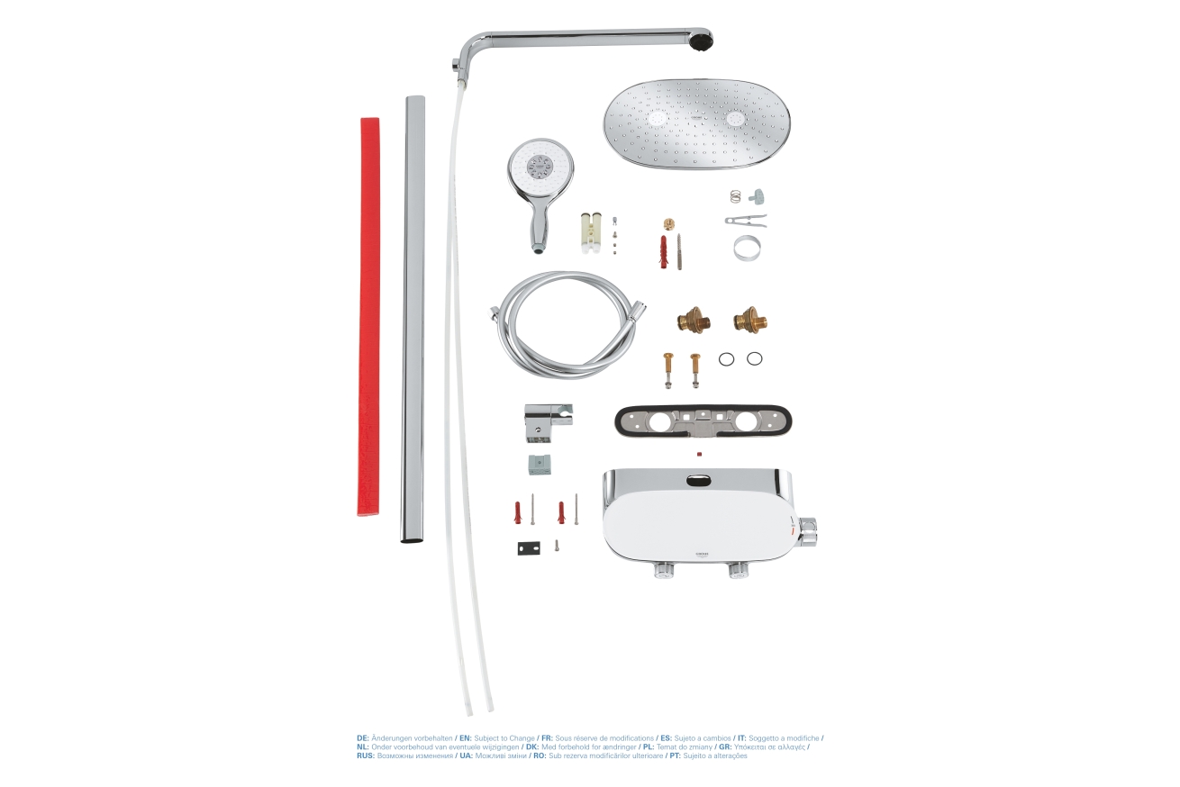 Душевая система с термостатом для настенного монтажа, GROHE Rainshower System SmartControl Mono 360, хром, (26361000)
