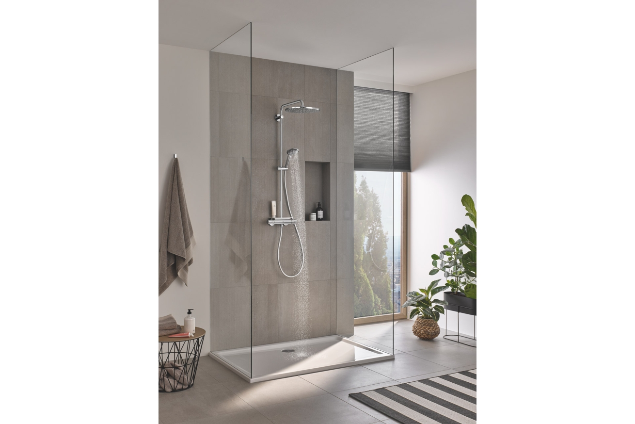 Душевая система с термостатом для настенного монтажа, GROHE Vitalio Joy 310, хром, (26401001)