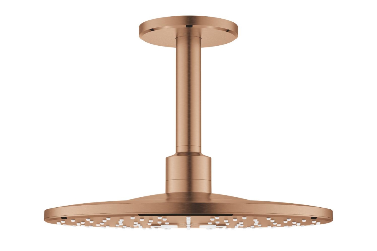 Верхний душ GROHE Rainshower SmartActive 310 с потолочным душевым кронштейном 142 мм, 2 режима струи, теплый закат матовый (26477DL0)