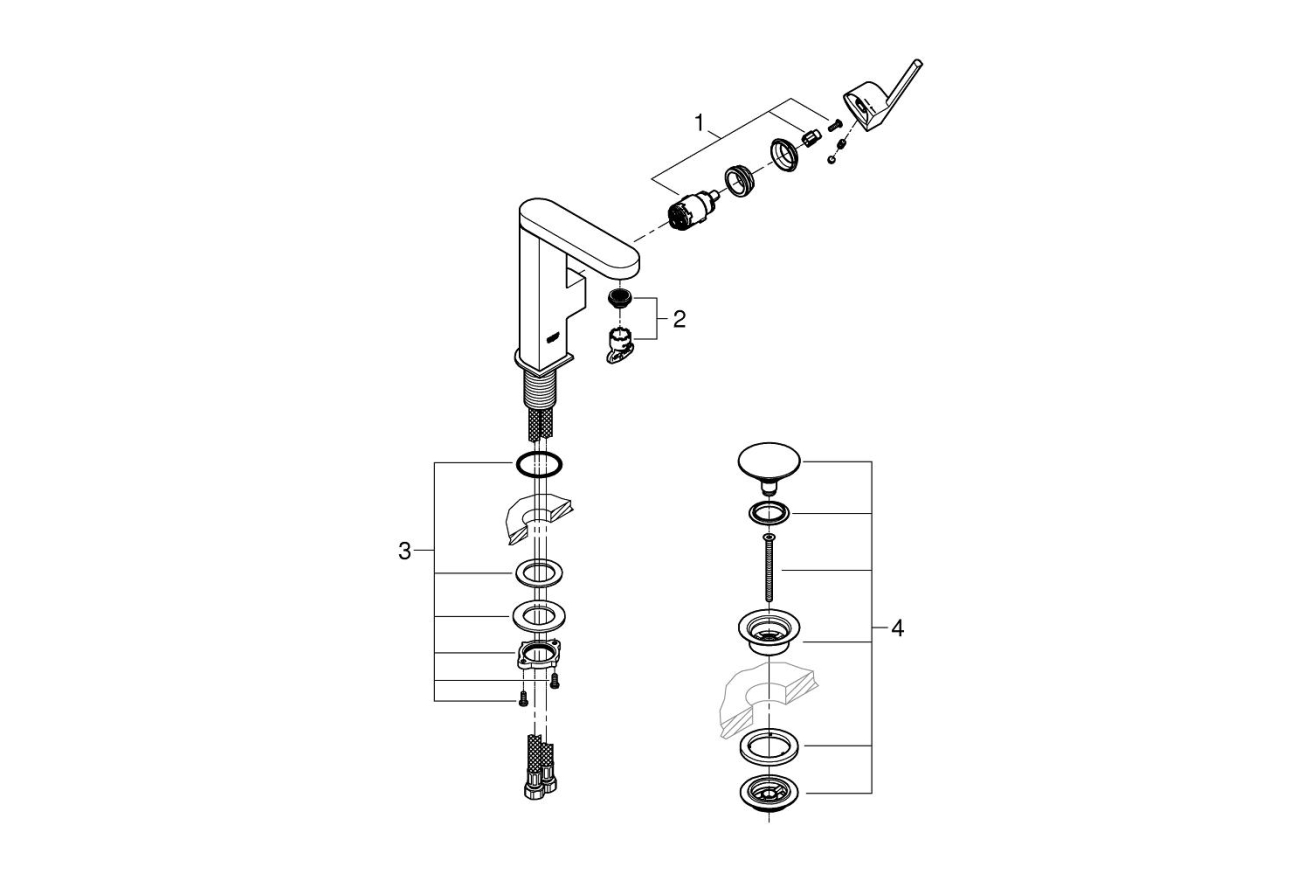 Смеситель для раковины GROHE Plus, M-size, хром (23872003)