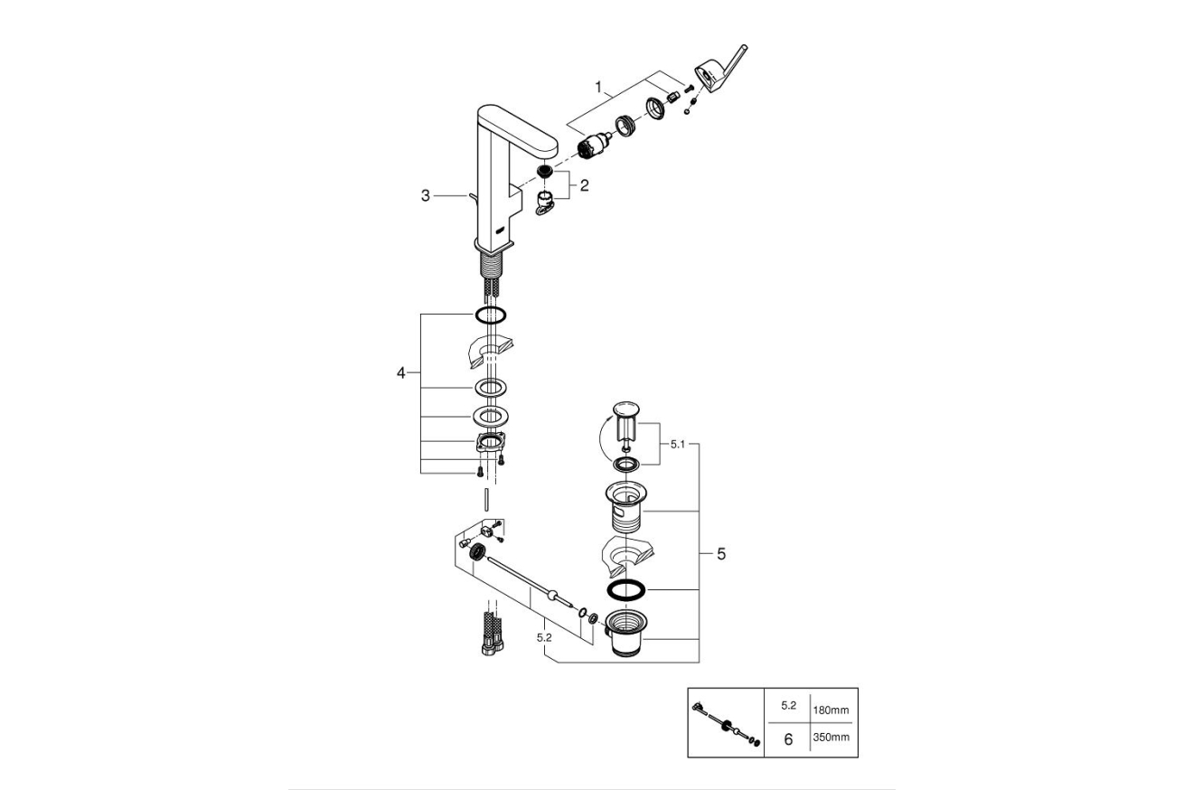 Смеситель для раковины GROHE Plus, L-size, хром (23851003)