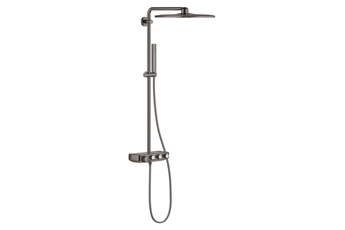 Душевая система с термостатом GROHE Euphoria SmartControl 310 DUO Cube, темный графит глянец (26508A00)