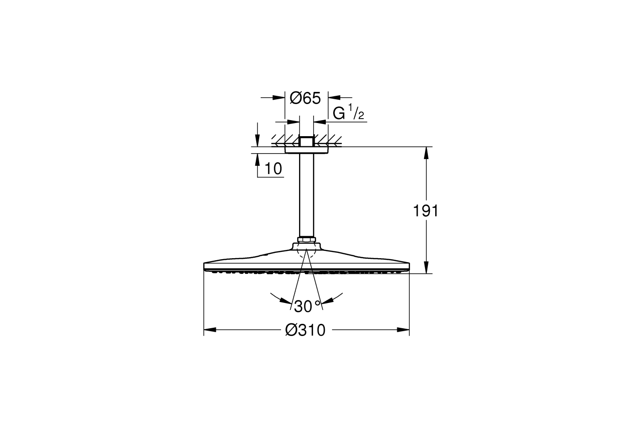 Верхний душ GROHE Rainshower 310 Mono с душевым кронштейном, хром (26560000)