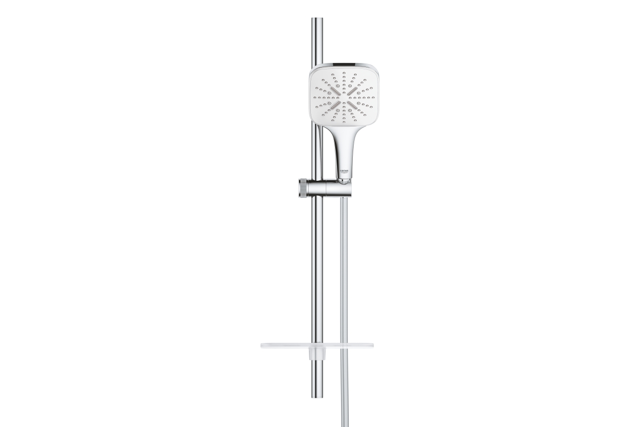 Душевой гарнитур GROHE Rainshower SmartActive 130 Cube, 3 вида струй, белая луна (26584LS0)