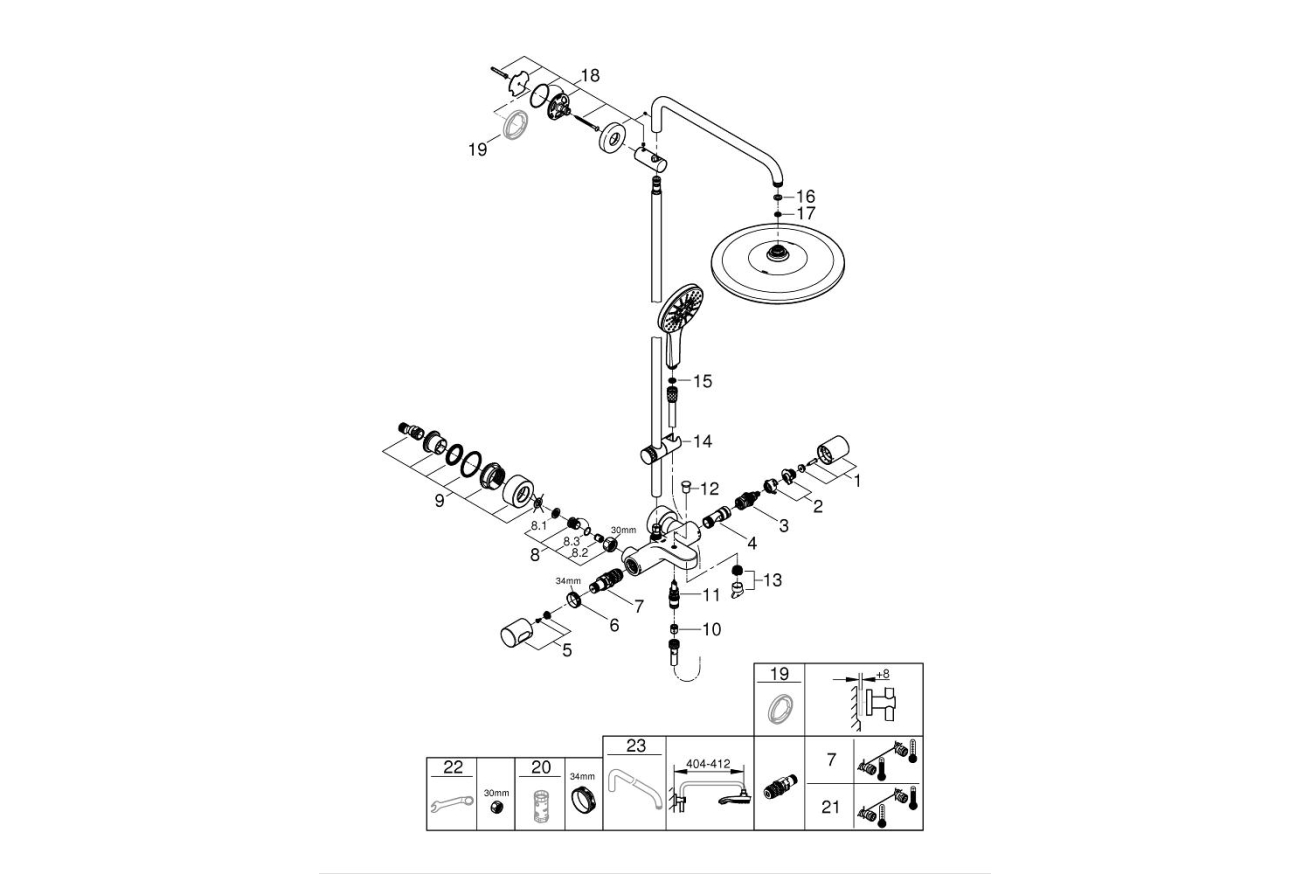 Душевая система GROHE Rainshower SmartActive 310 Mono с термостатом, хром (26657000)