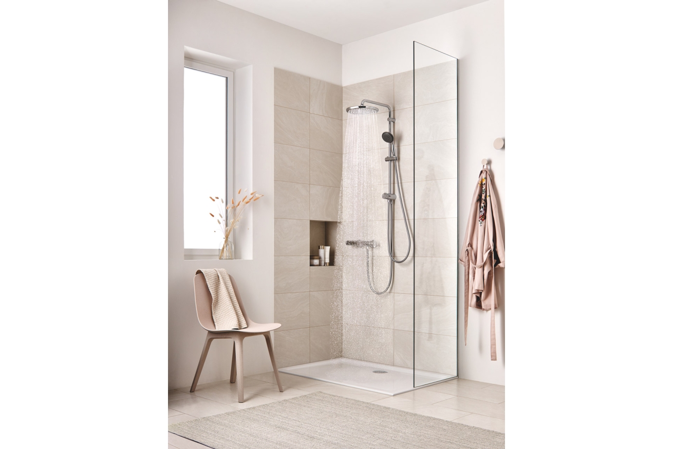 Душевая система с переключателем настенного монтажа GROHE QuickFix Vitalio Start 250, хром (26817000)
