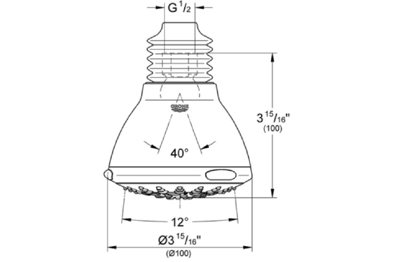 Верхний душ GROHE Relexa Five 100, хром (27068000)
