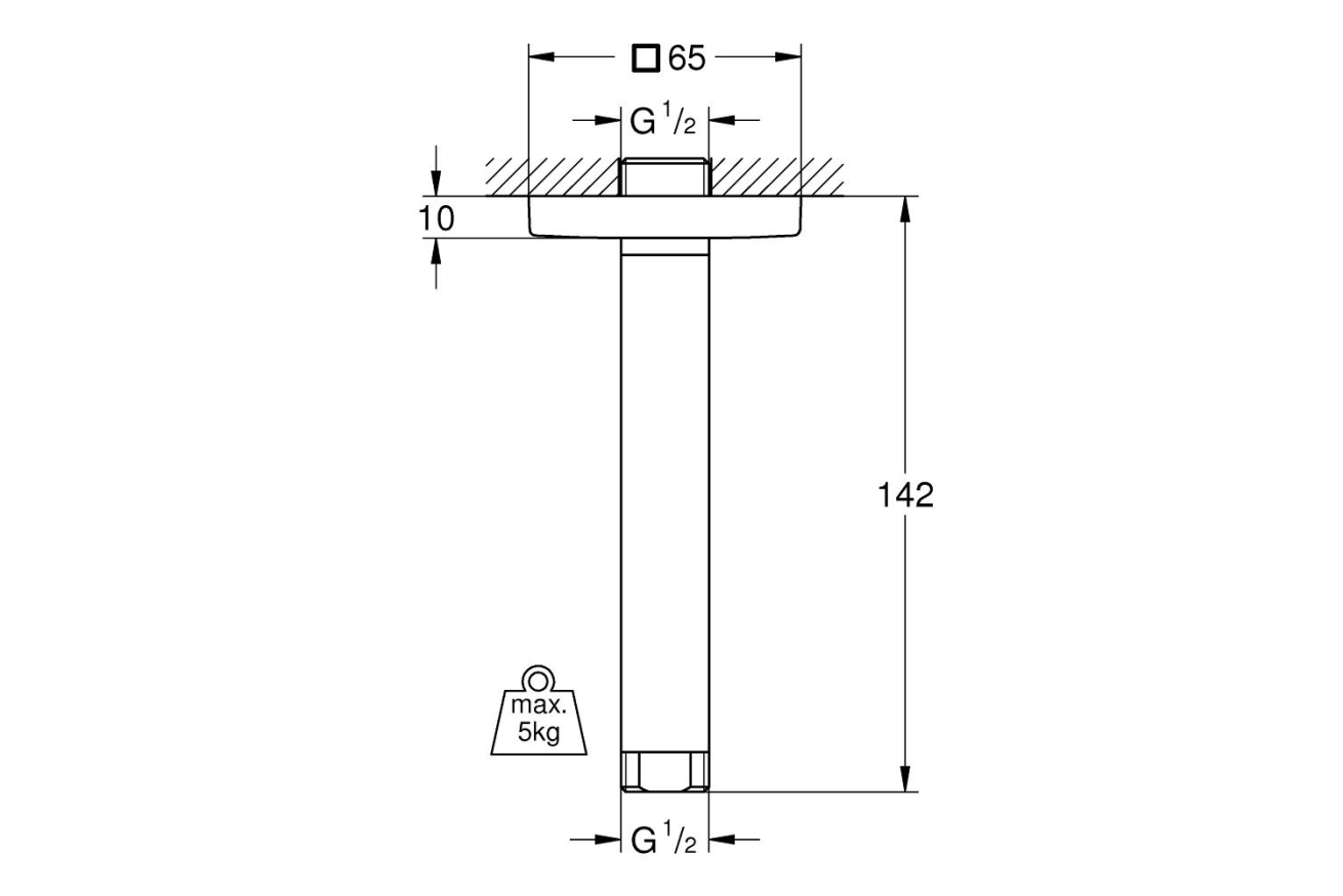Душевой кронштейн потолочный GROHE Rainshower neutral 151 мм, хром (27485000)