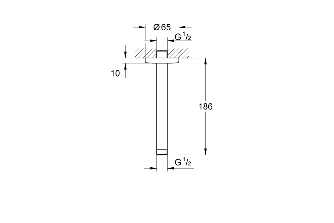 Потолочный душевой кронштейн GROHE New Tempesta, вынос 186 мм, хром (27559000)