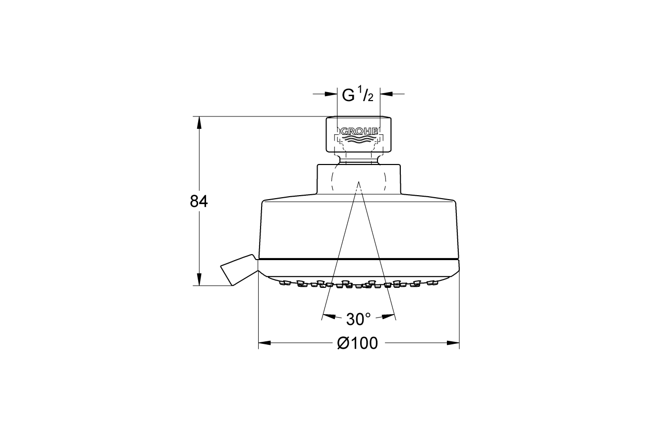 Верхний душ GROHE New Tempesta Cosmopolitan 100 IV, 9,5 л/мин, хром (27591001)