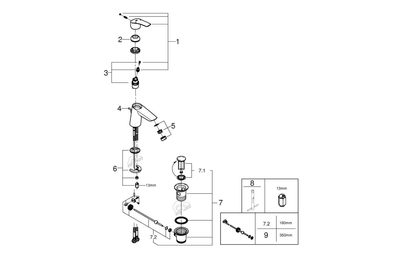 Смеситель для раковины GROHE Eurosmart, S-size, хром (23965003)
