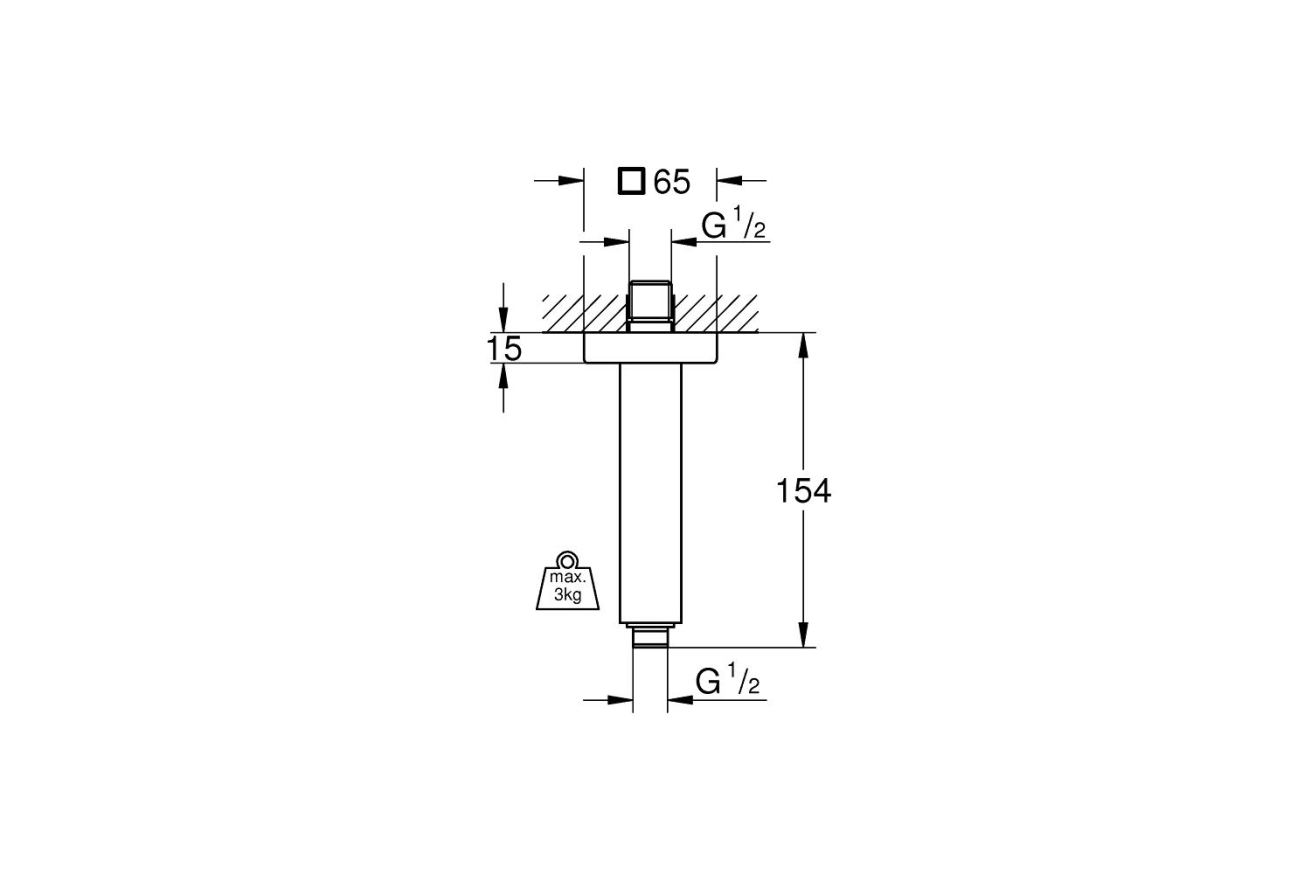Душевой кронштейн потолочный GROHE Rainshower neutral 154 мм, хром (27711000)