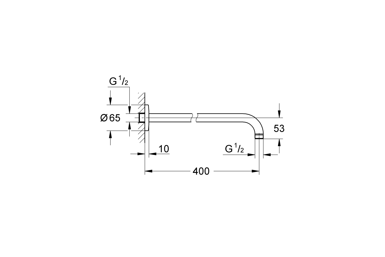 Душевой кронштейн GROHE New Tempesta, 400 мм, хром (27851000)