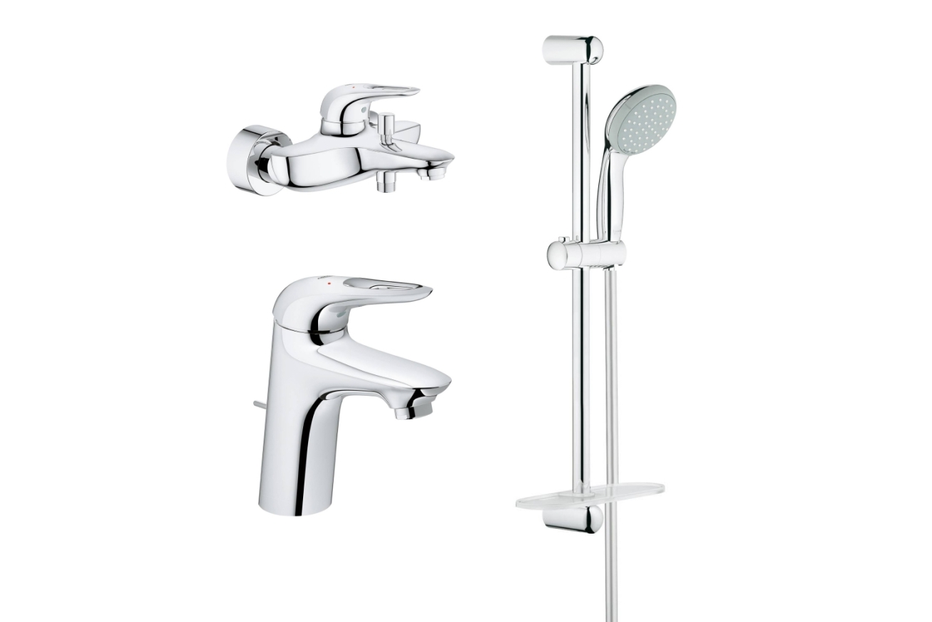 Комплект смесителей GROHE Eurostyle с душевым гарнитуром, хром (124416)