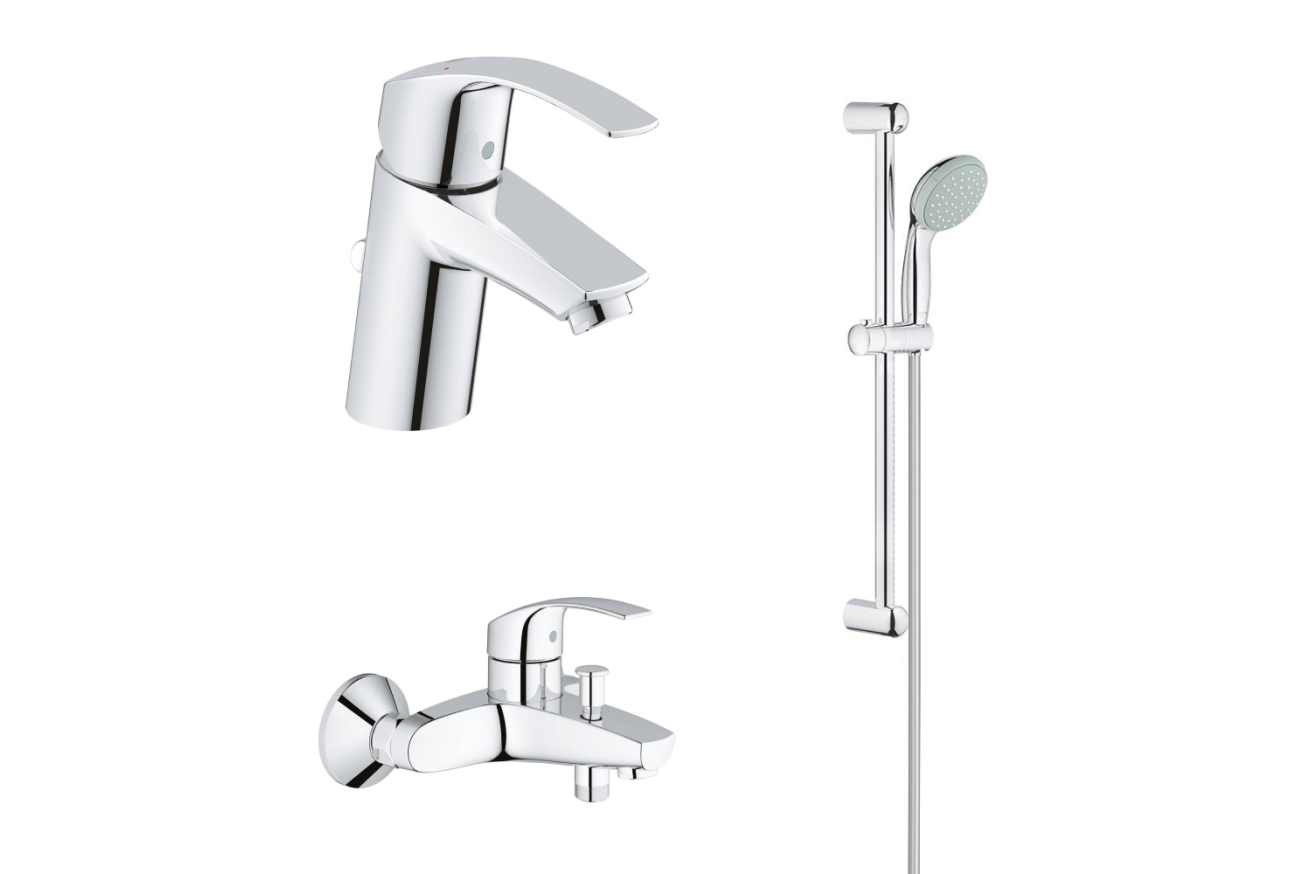 Комплект смесителей GROHE Eurosmart с душевым гарнитуром, хром (124446)