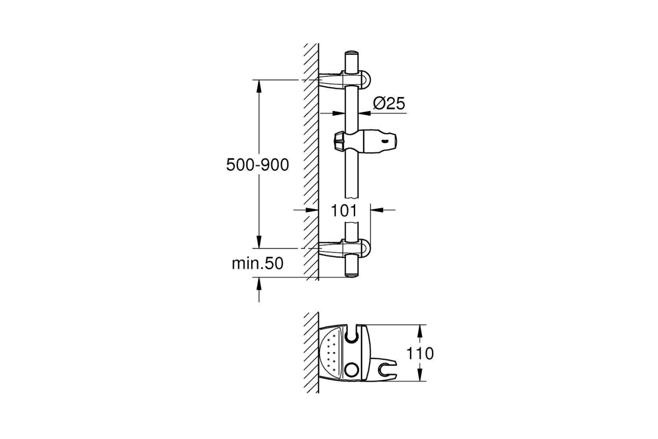 Душевая штанга GROHE Movario 900 мм, хром (28398000)