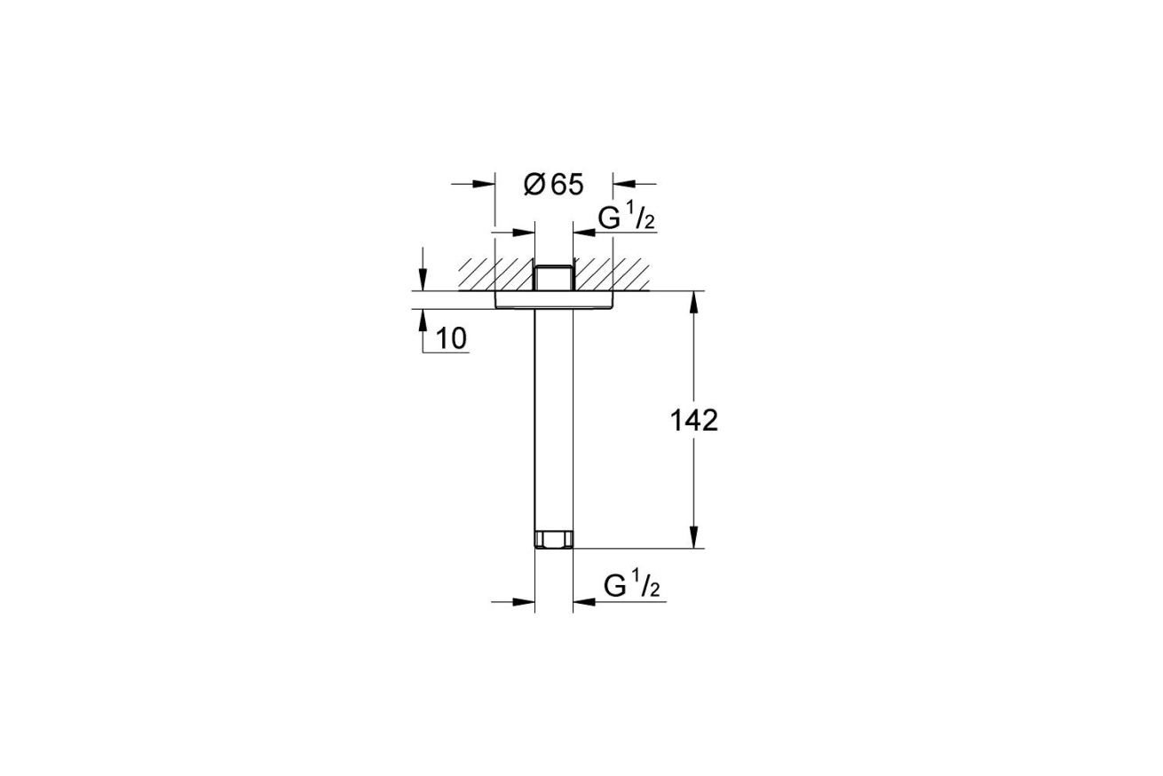 Душевой кронштейн потолочный GROHE Rainshower neutral 142 мм, хром (28724000)
