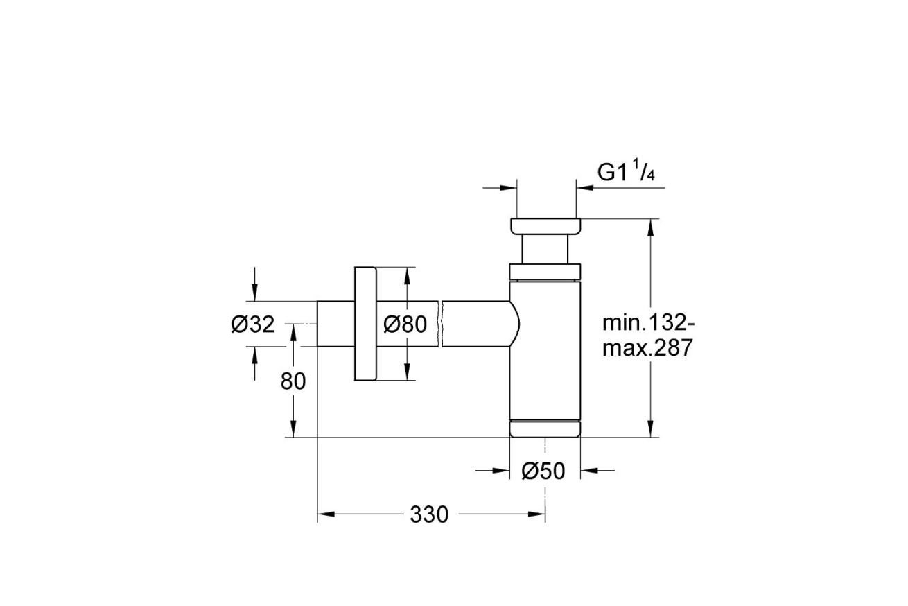 Сифон 1 1/4", GROHE, холодный рассвет матовый, (28912GN0)