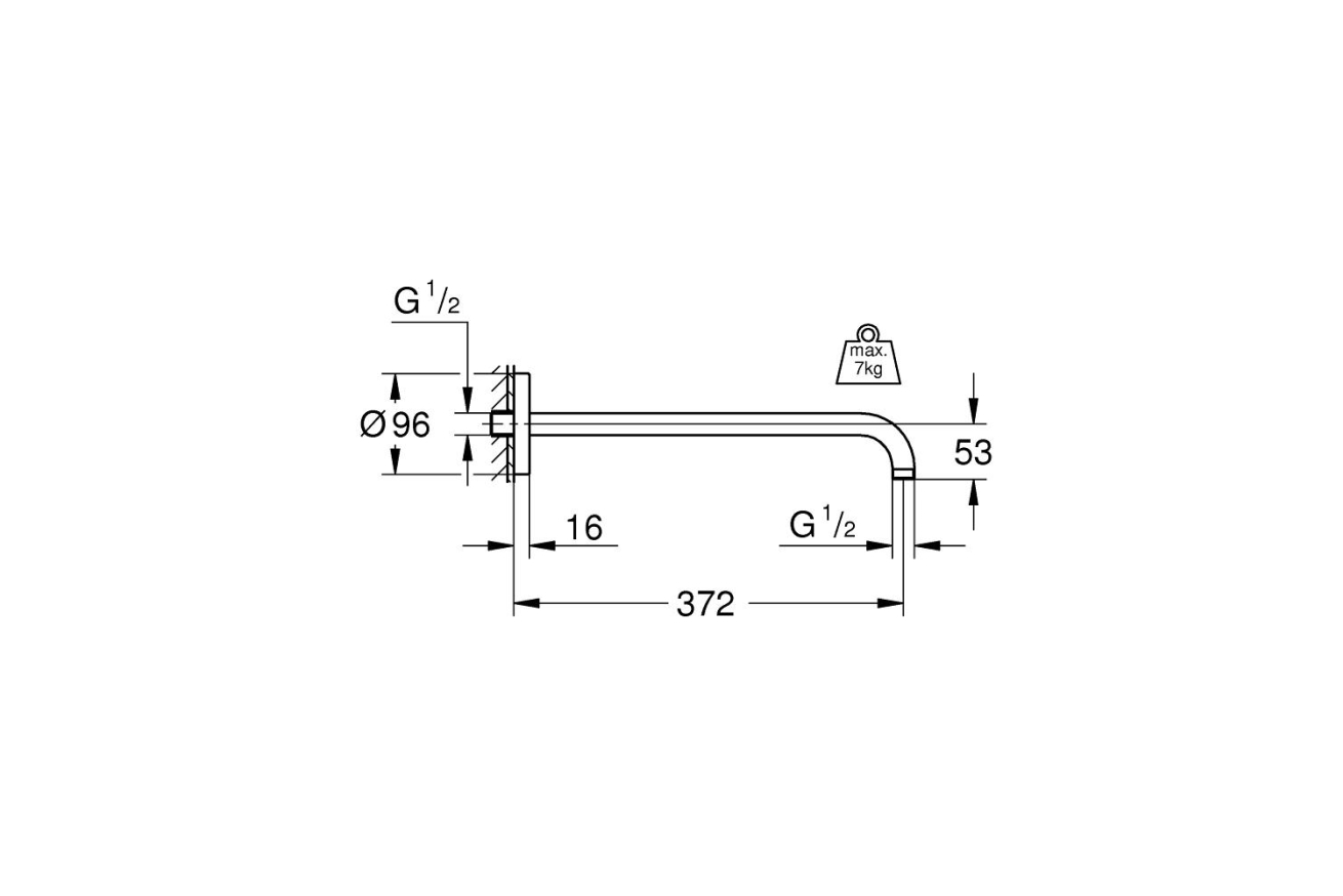 Душевой кронштейн GROHE Rainshower neutral 378 мм, хром (28982000)