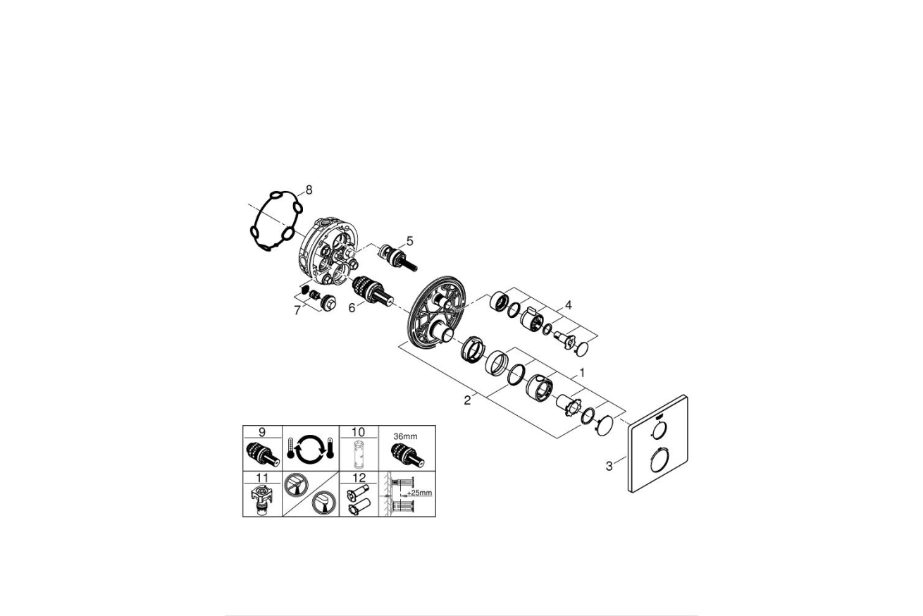 Внешняя часть термостата для душа GROHE Grohtherm, хром (24078000)