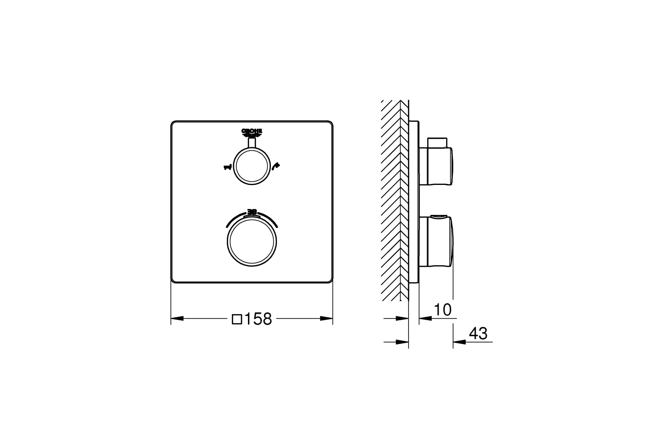 Внешняя часть термостата для ванны GROHE Grohtherm на 2 потребителя, хром (24080000)
