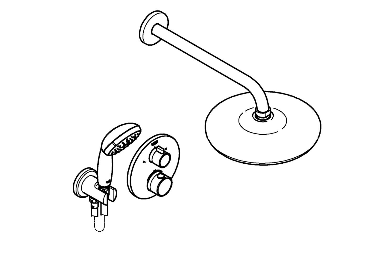Набор для комплектации душа, с Tempesta 210, GROHE Grohtherm, хром, (34727000)