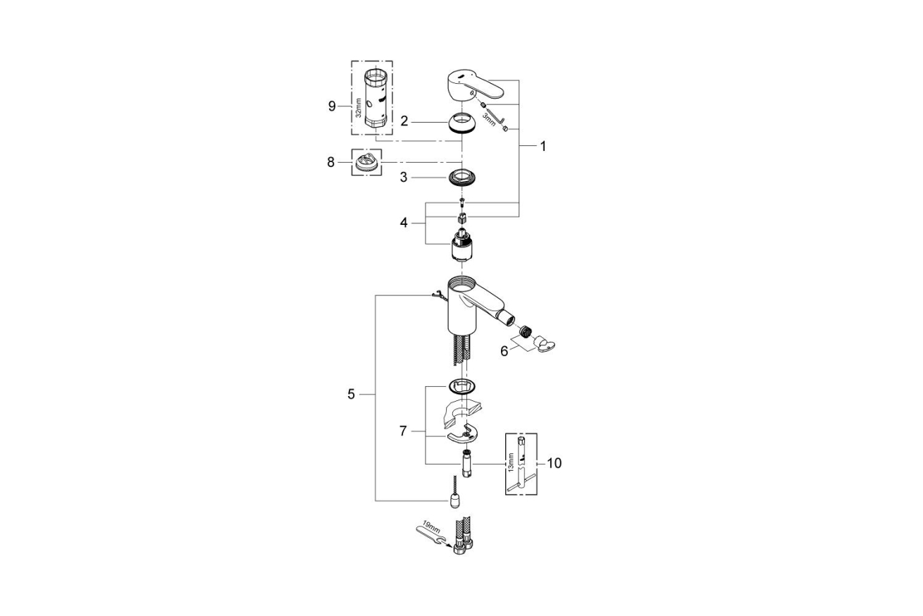 Смеситель для биде GROHE Eurostyle Cosmopolitan, S-size, хром (33566002)
