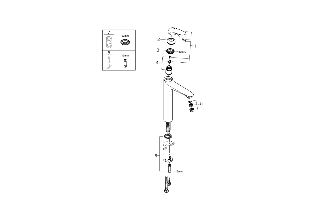 Смеситель для раковины GROHE Eurostyle, XL-size, хром (23719003)