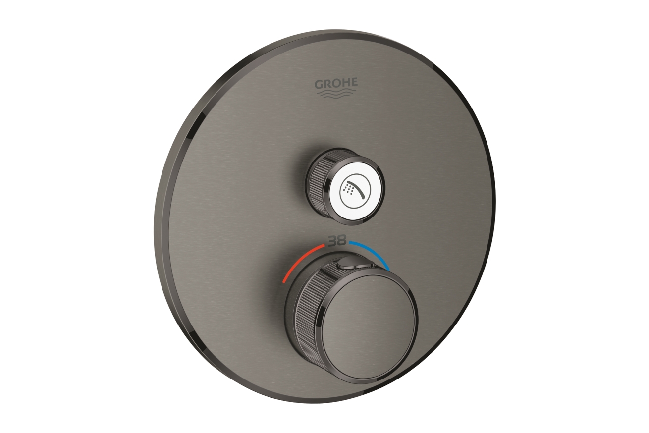 Внешняя часть термостата для душа GROHE Grohtherm SmartControl на 1 потребителя, круглая, темный графит матовый (29118AL0)