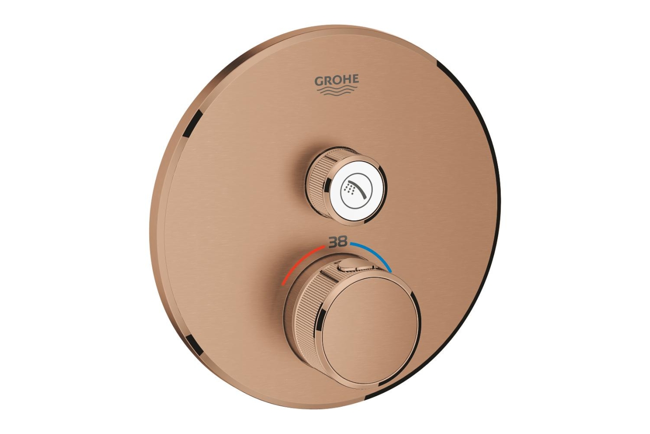 Внешняя часть термостата для душа GROHE Grohtherm SmartControl на 1 потребителя, круглая, теплый заказ матовый (29118DL0)