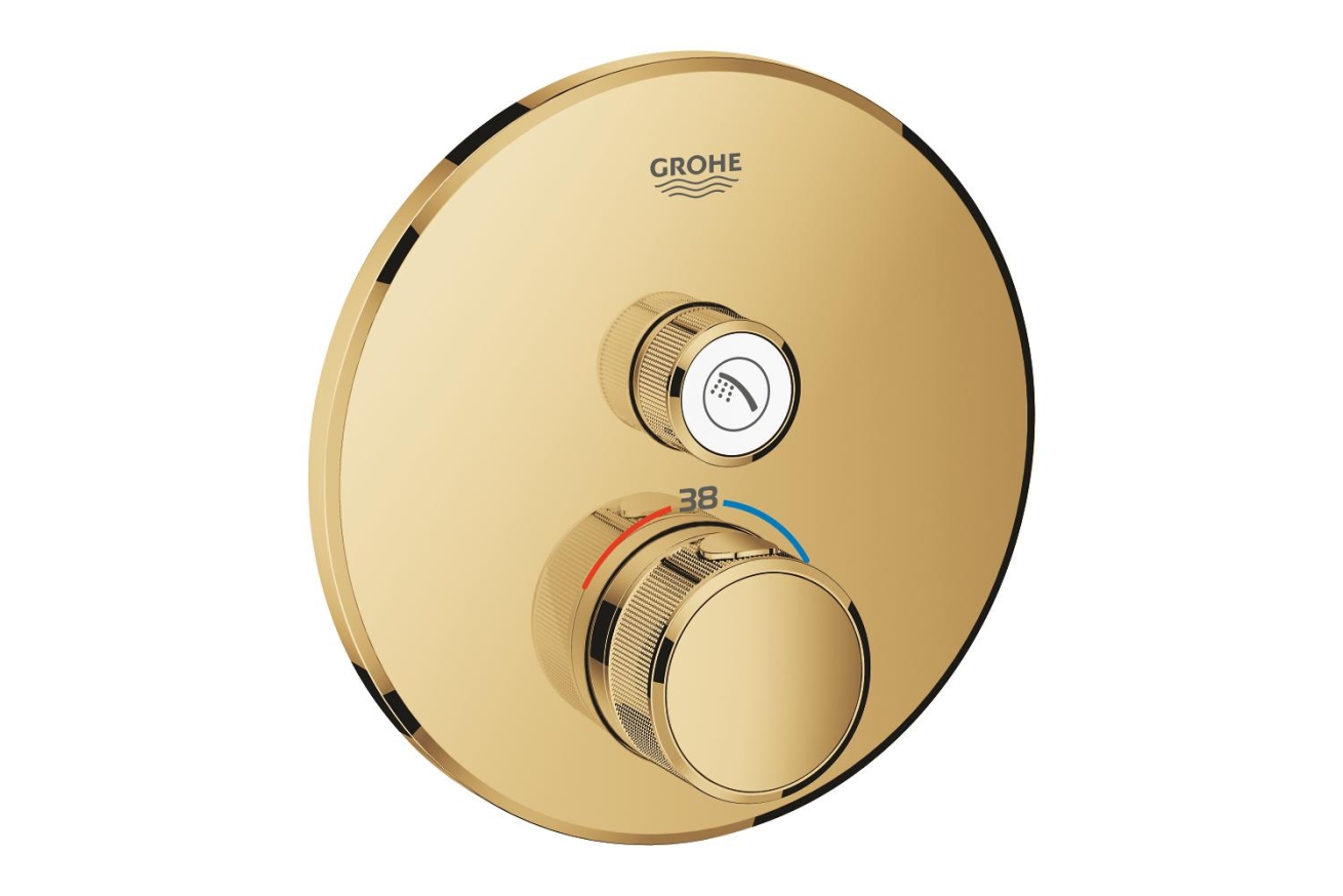 Внешняя часть термостата для душа GROHE Grohtherm SmartControl на 1 потребителя, круглая, холодный рассвет глянец (29118GL0)