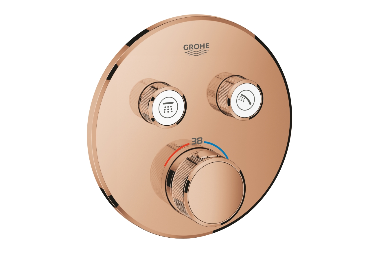 Внешняя часть термостата для ванны и душа GROHE Grohtherm SmartControl на 2 потребителя, круглая, теплый закат глянец (29119DA0)