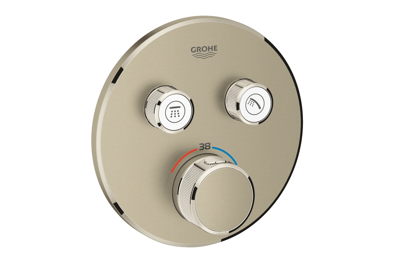 Внешняя часть термостата для ванны и душа GROHE Grohtherm SmartControl на 2 потребителя, круглая, никель матовый (29119EN0)
