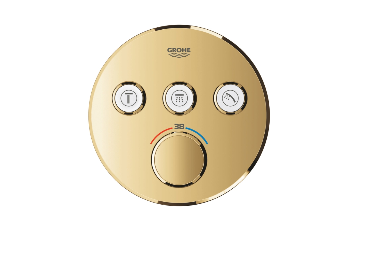 Внешняя часть термостата для ванны и душа GROHE Grohtherm SmartControl на 3 потребителя, круглая, холодный рассвет глянец (29121GL0)