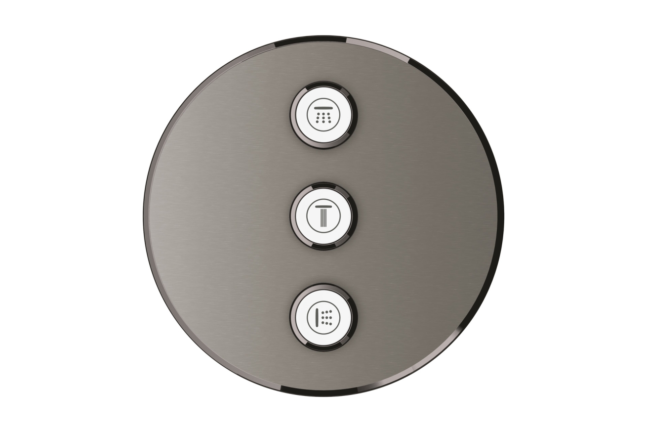 Внешняя часть переключателя потоков GROHE Grohtherm SmartControl на 3 положения, круглая, темный графит матовый (29122AL0)