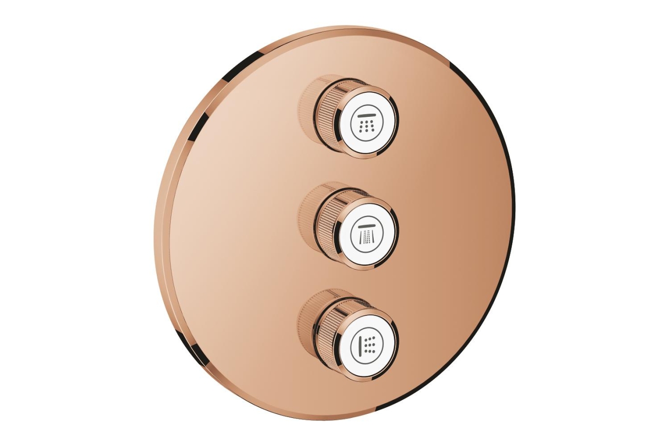 Внешняя часть переключателя потоков GROHE Grohtherm SmartControl на 3 положения, круглая, теплый закат глянец (29122DA0)