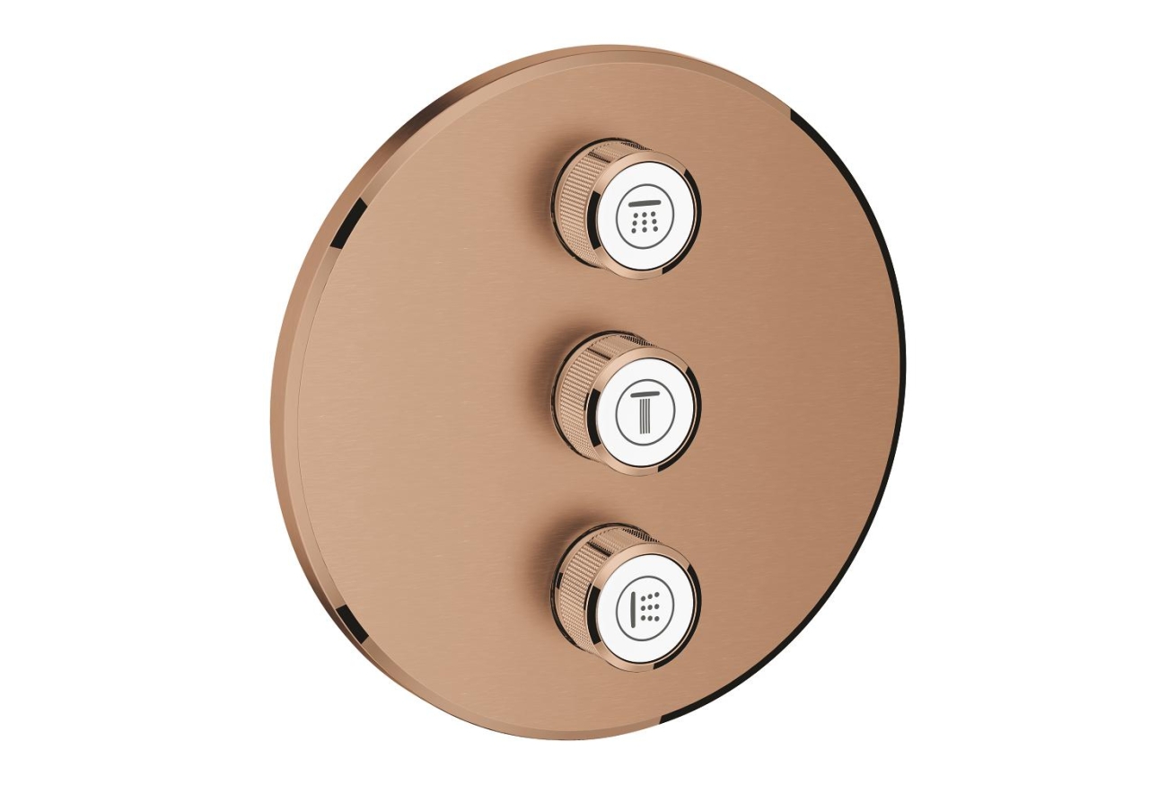 Внешняя часть переключателя потоков GROHE Grohtherm SmartControl на 3 положения, круглая, теплый закат матовый (29122DL0)