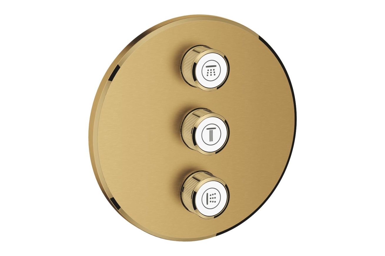 Внешняя часть переключателя потоков GROHE Grohtherm SmartControl на 3 положения, круглая, холодный рассвет матовый (29122GN0)