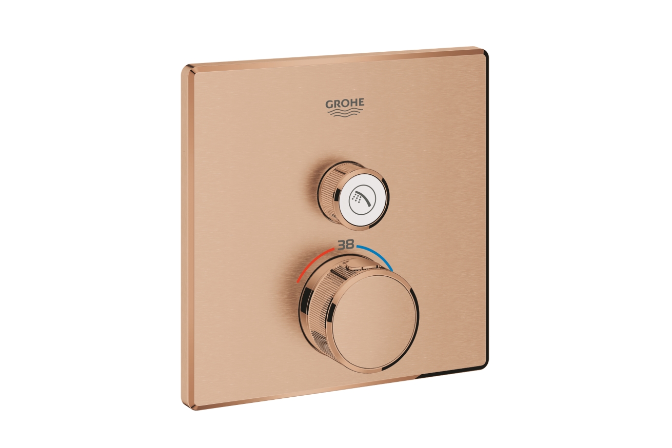 Внешняя часть термостата для душа GROHE Grohtherm SmartControl на 1 потребителя, квадратная, теплый закат матовый (29123DL0)