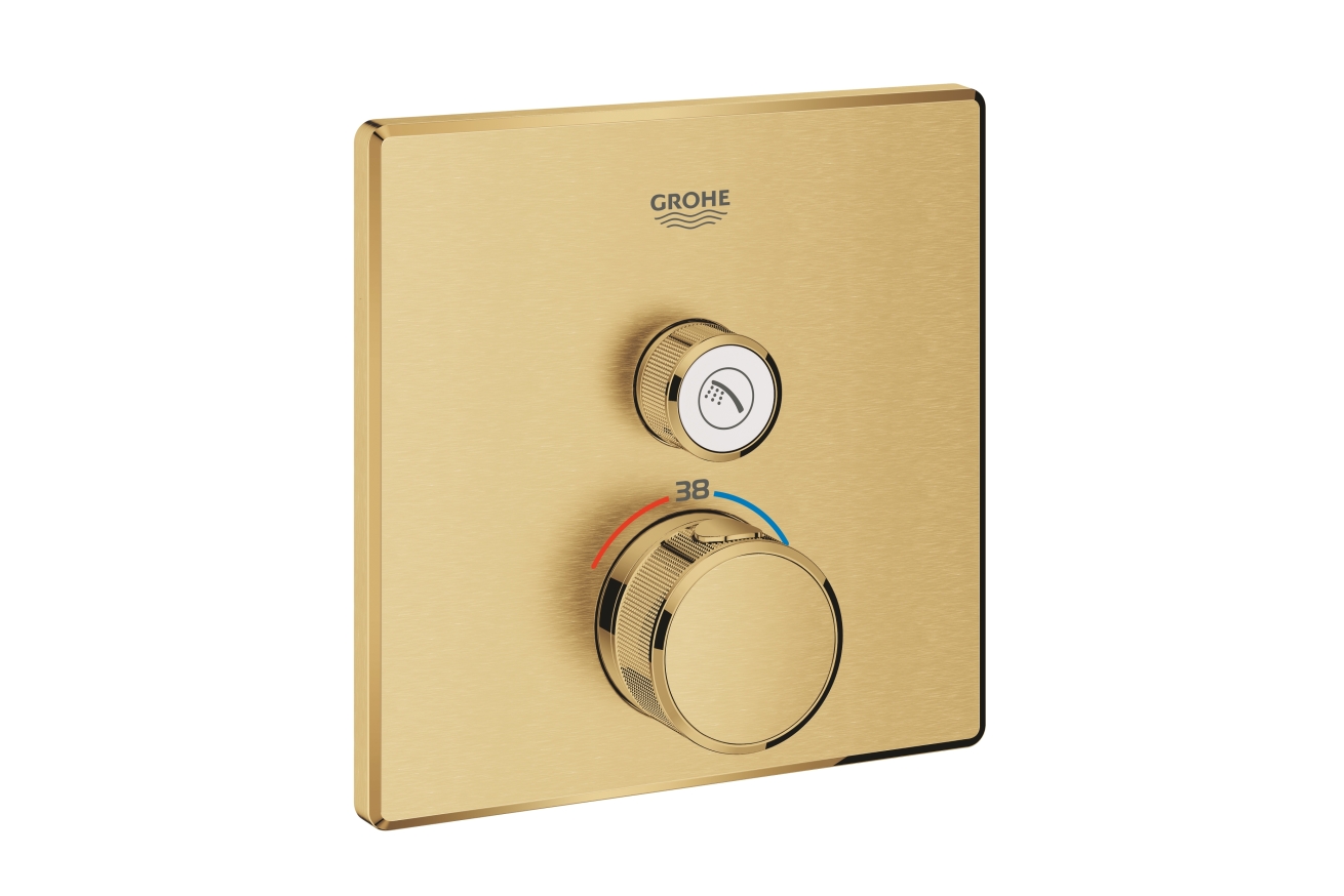 Внешняя часть термостата для душа GROHE Grohtherm SmartControl на 1 потребителя, квадратная, холодный рассвет матовый (29123GN0)
