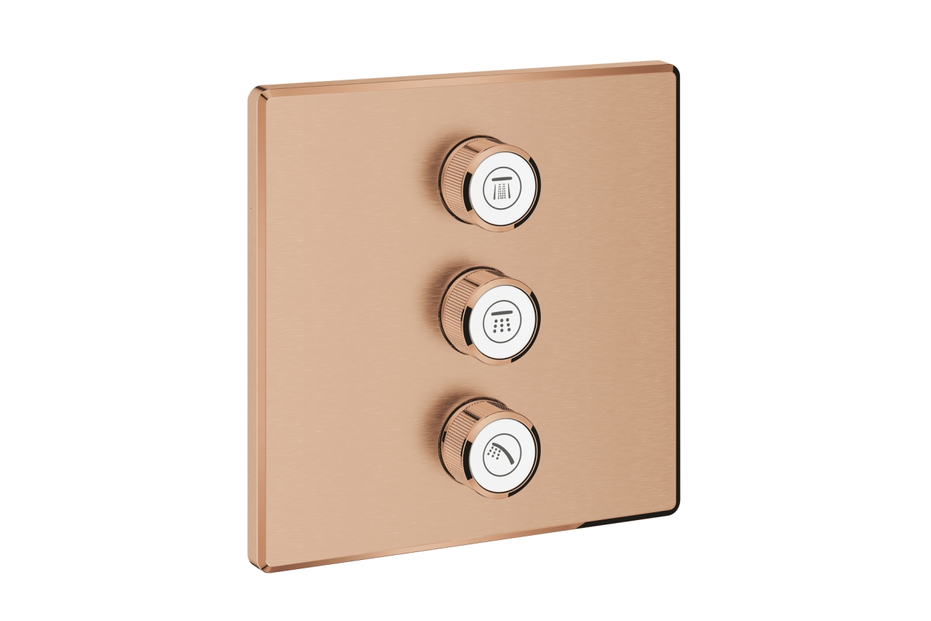 Внешняя часть переключателя потоков GROHE Grohtherm SmartControl на 3 положения, квадратная, теплый закат матовый (29127DL0)
