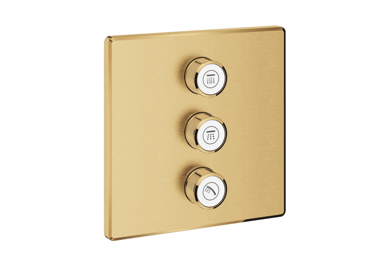 Внешняя часть переключателя потоков GROHE Grohtherm SmartControl на 3 положения, квадратная, холодный рассвет матовый (29127GN0)