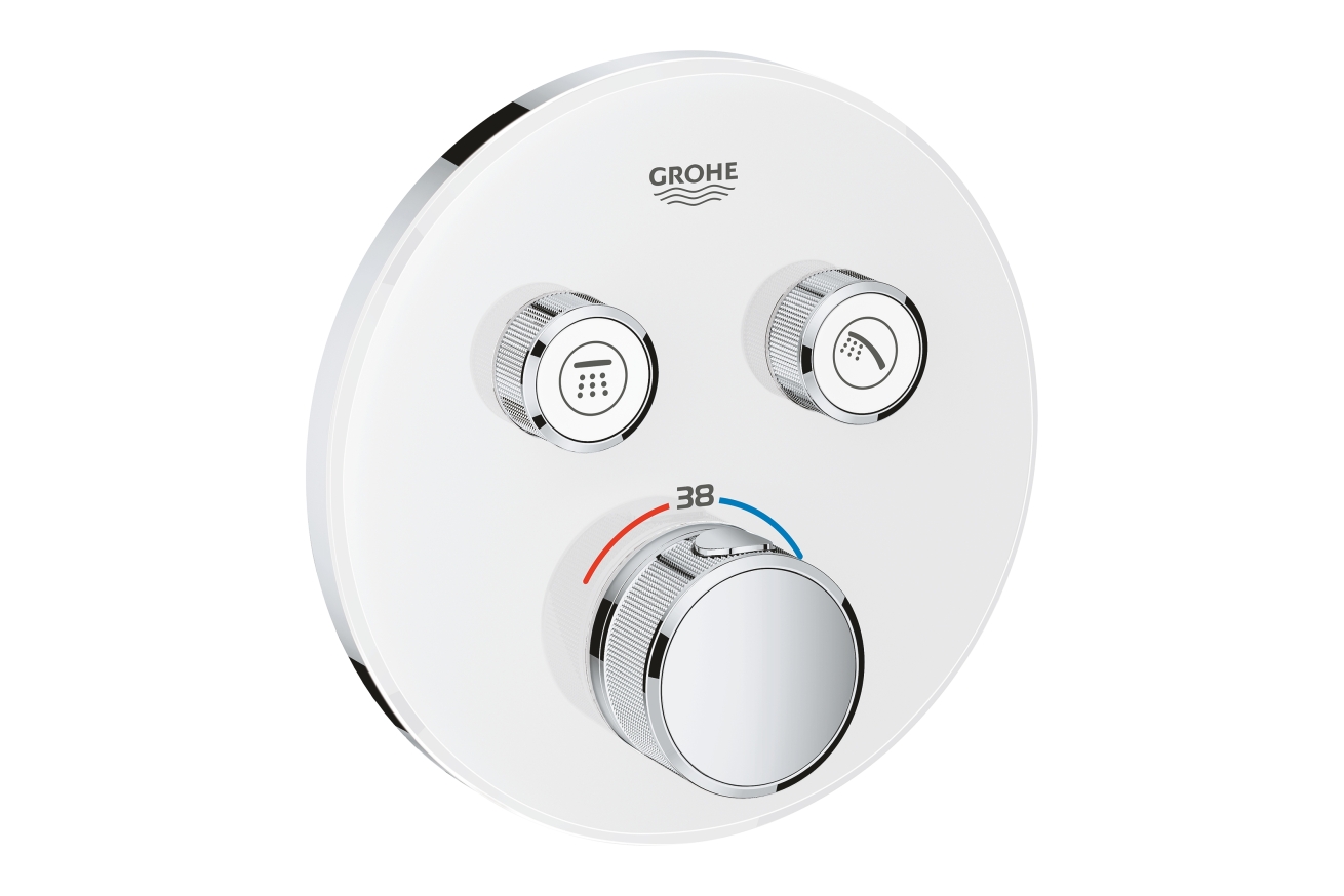 Внешняя часть термостата для ванны и душа GROHE Grohtherm SmartControl на 2 потребителя, круглая, белая луна (29151LS0)