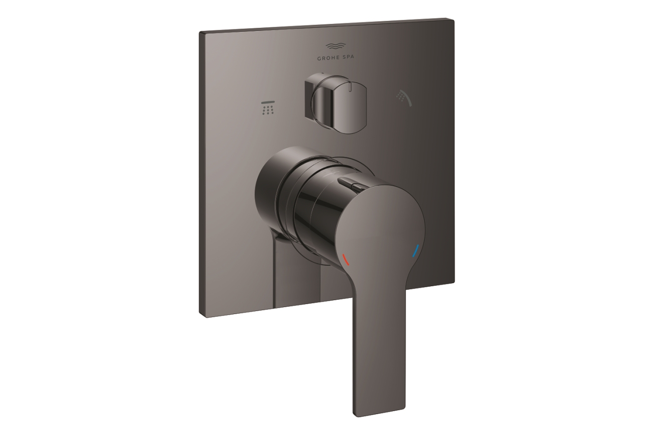 Внешняя часть смесителя для ванны GROHE Allure скрытого монтажа на 3 потребителя, квадратная, темный графит глянец (29176A01)