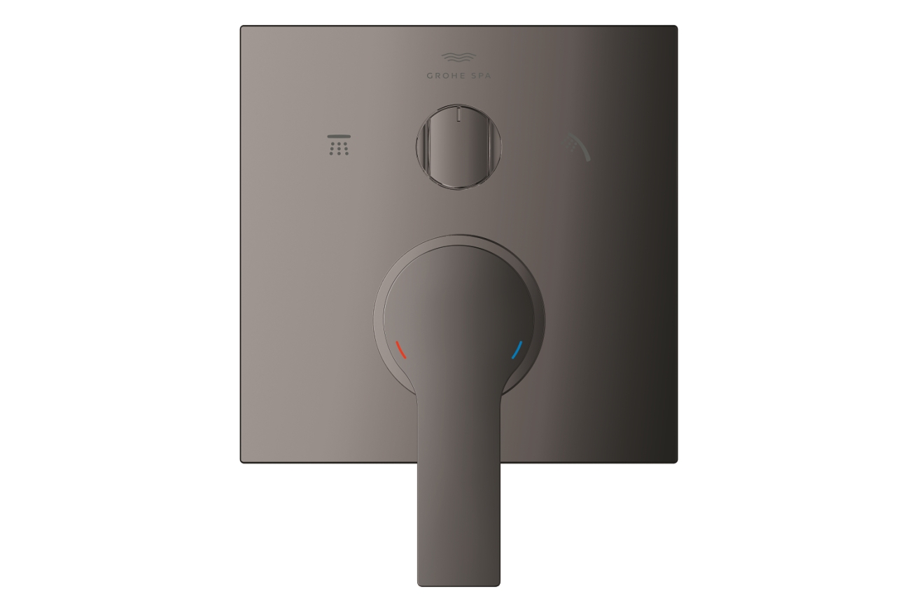 Внешняя часть смесителя для ванны GROHE Allure скрытого монтажа на 3 потребителя, квадратная, темный графит глянец (29176A01)