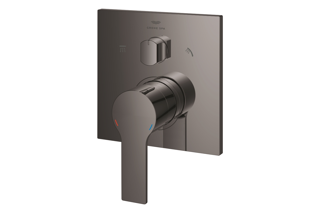 Внешняя часть смесителя для ванны GROHE Allure скрытого монтажа на 3 потребителя, квадратная, темный графит глянец (29176A01)