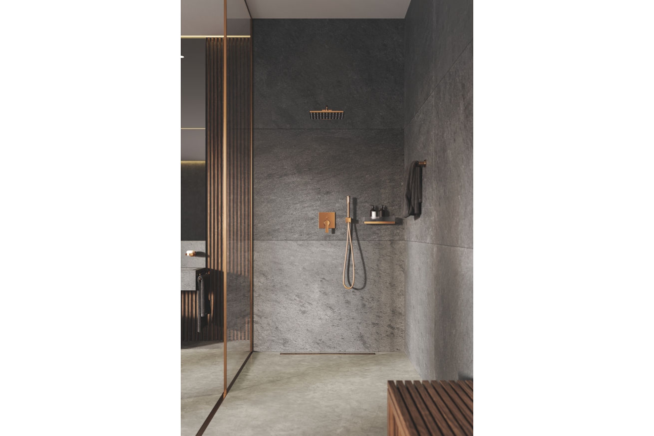 Внешняя часть смесителя для ванны GROHE Allure скрытого монтажа на 3 потребителя, квадратная, теплый закат матовый (29176DL1)