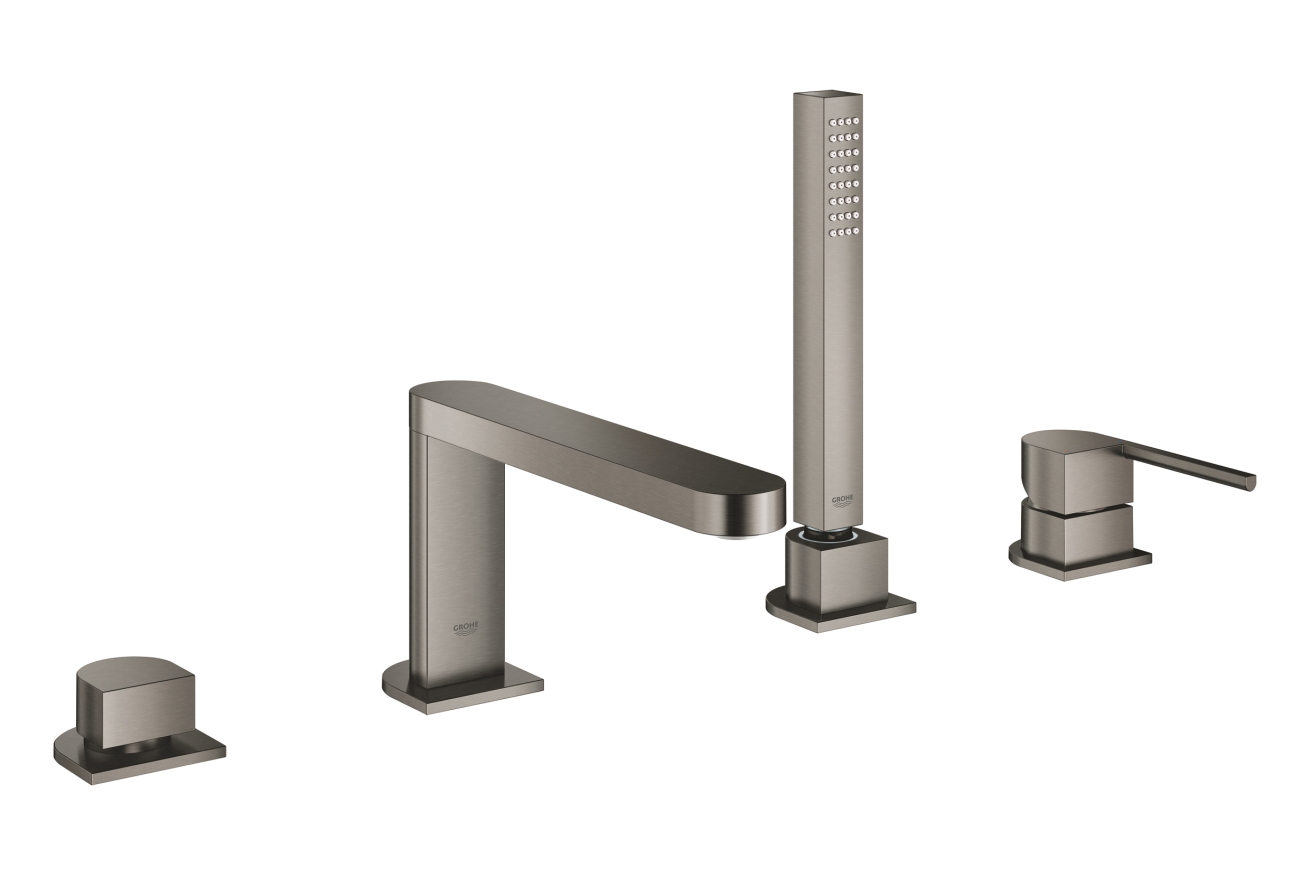 Смеситель для ванны GROHE Plus на 4 отверстия, на край ванны, темный графит матовый (29307AL3)
