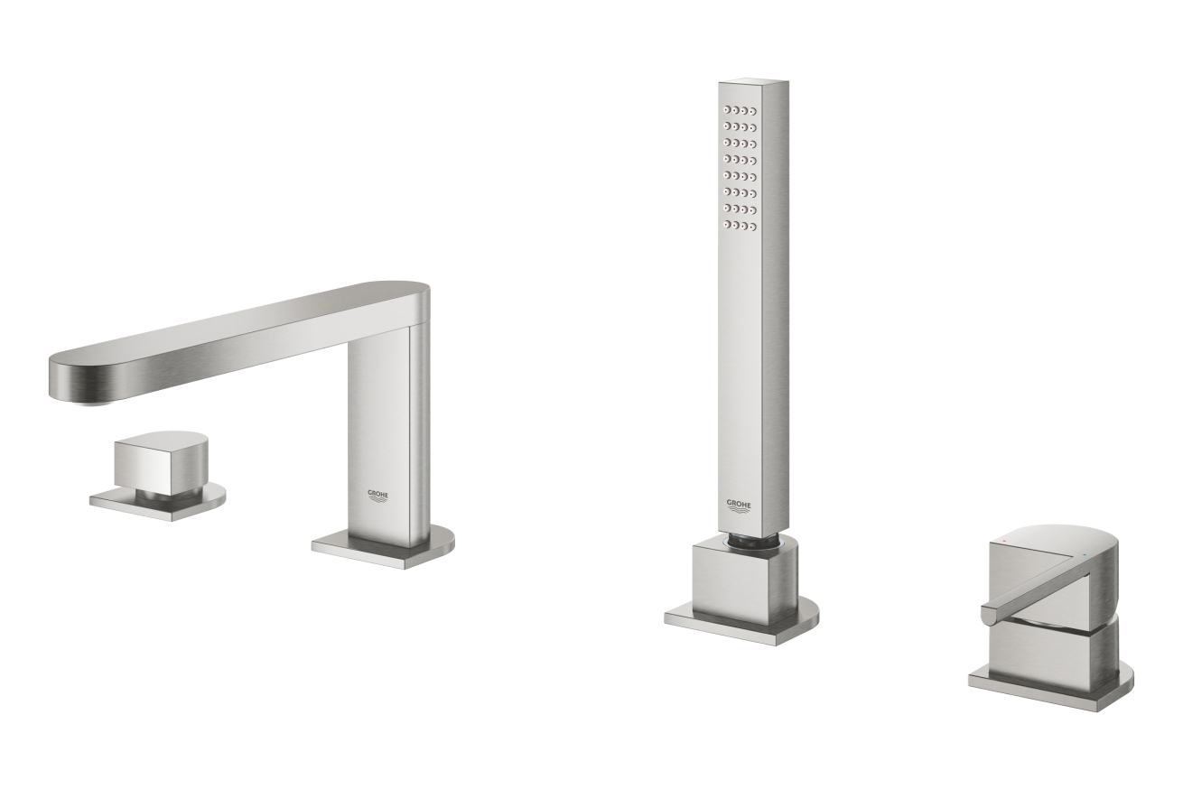 Смеситель для ванны GROHE Plus на 4 отверстия, на край ванны, суперсталь (29307DC3)