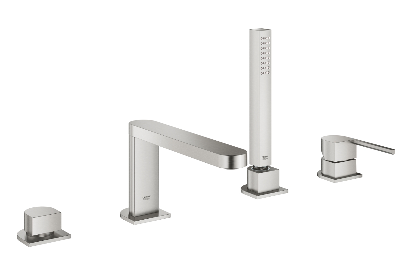 Смеситель для ванны GROHE Plus на 4 отверстия, на край ванны, суперсталь (29307DC3)